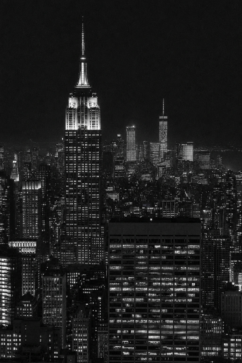 New York City in grainy monochrome night