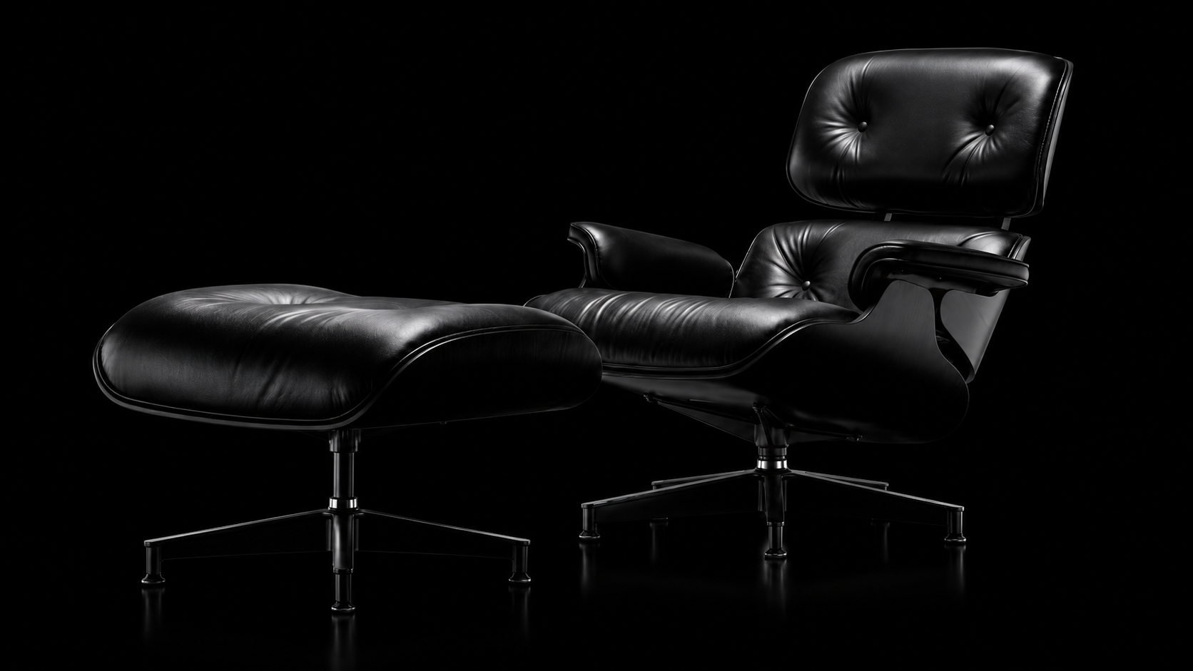 Black lounge chair and ottoman